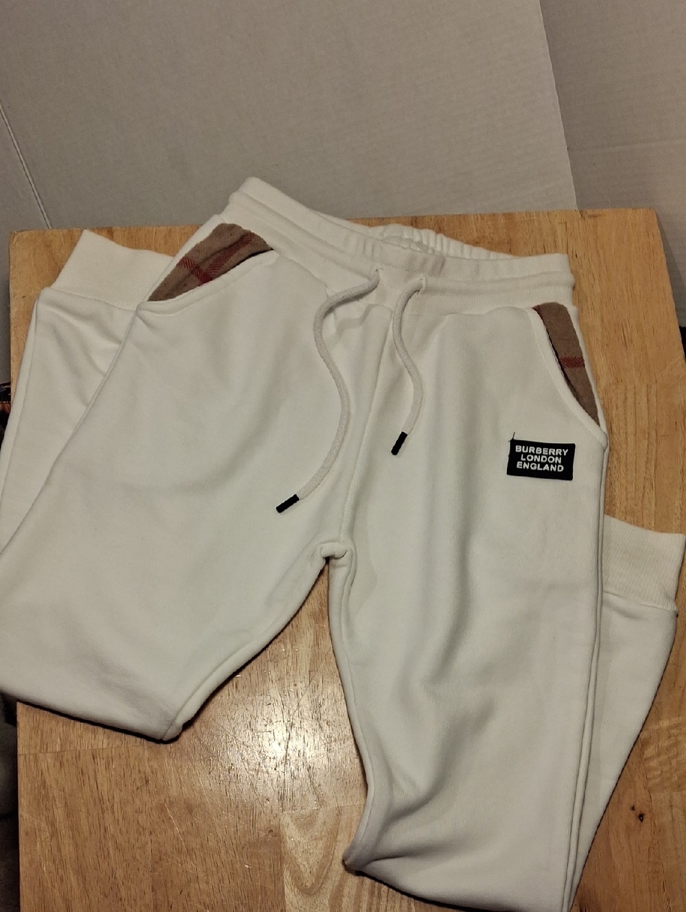 Burberry Cream Logo Sweatpants